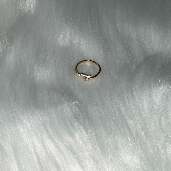 Elegant Gold Tone with Triple Hearts Adjustable Ring Size 5 - Picture 2 of 3